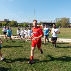 En course avec des assistants d'éducation