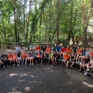 Le groupe au complet à l'accrobranche de Thenon