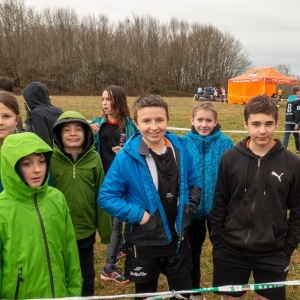 Après la course : supporters des copains