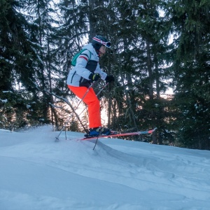 Presque un hors-piste en descendant dans les sapins vers Plagne Montalbert